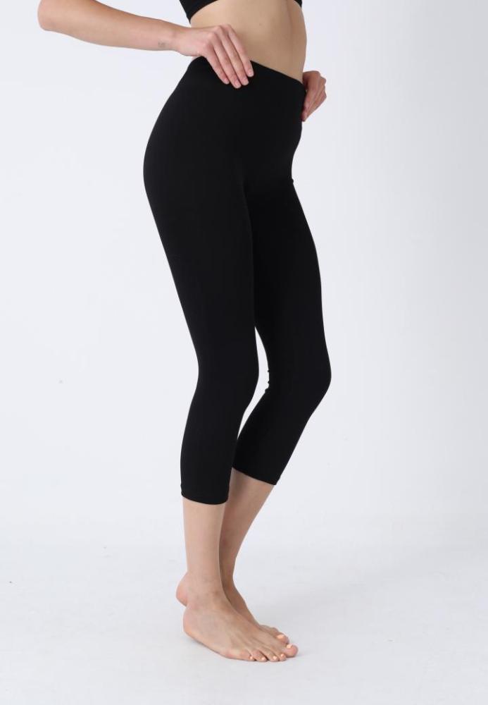 Colanți 3/4 Damă cu Talie înaltă ,Material Opac, Elastic,Culoare Negru, Engros